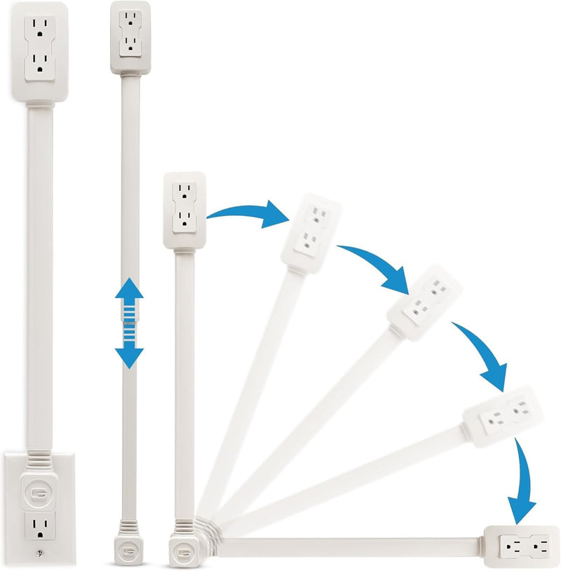 Electrical Outlet Extender Features USB-A, USB-C, and 2 AC Outlets, Mobile Holder