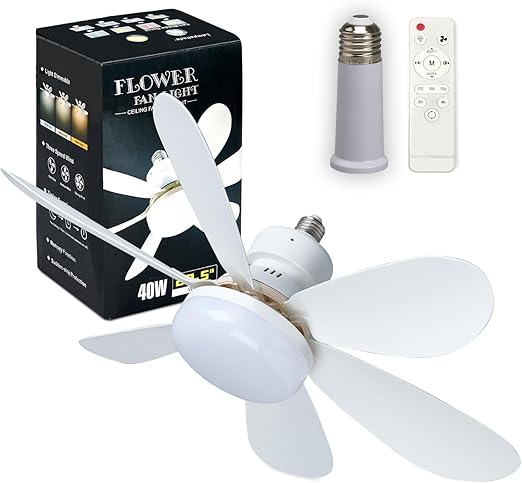 Socket Ceiling Fans with Lights and Remote